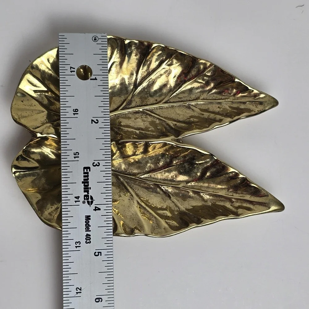 Vtg Virginia Metalcrafters Brass Angel Wing Begonia Leaf Dish MCM Trinket